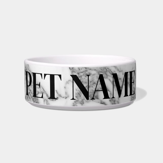 Écuelle Élégant bol en marbre blanc en pierre pour chien o (Devant)
