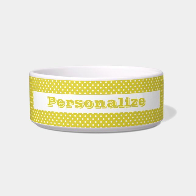 Écuelle Elégant Retro Gold & Pois blancs pour votre animal (Devant)