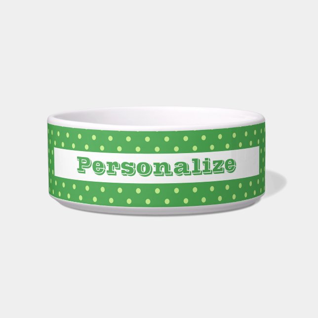 Écuelle Élégant Retro Green & Lime Pois pour votre animal  (Devant)