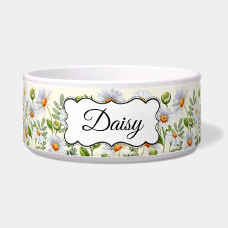Écuelle Elegant Yellow Daisy Personalized Pet Bowl