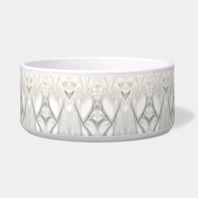 Écuelle Elégante crème blanche Coeur en céramique Pet Bowl (Devant)
