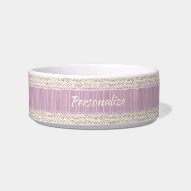 Écuelle Élégante Lilac Lace Ribbon Feminine Chat Chien (Devant)