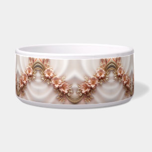 Écuelle Elégante Pêche Orange Florale Céramique Pet Bowl
