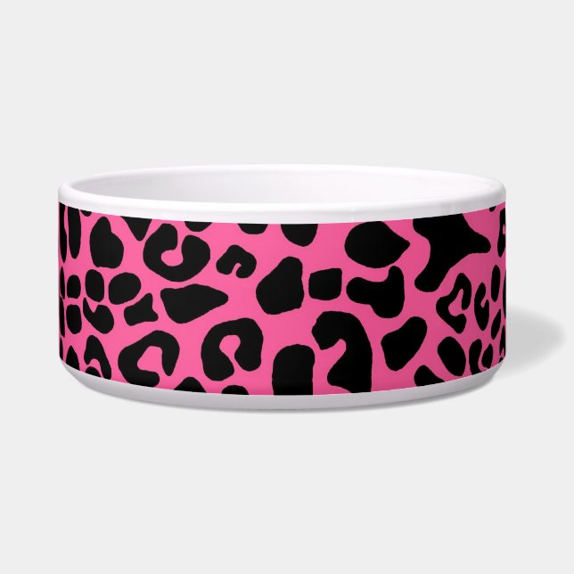 Écuelle Empreinte de léopard moderne tendance Hot Pink et  (Devant)