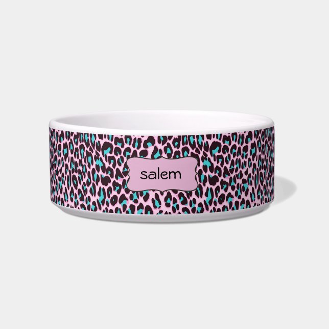 Écuelle Empreinte de léopard rose élégant | Boule pour ani (Devant)