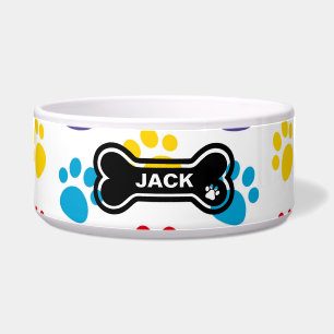 Écuelle Empreinte de patte bleu et jaune Boule de chien pe