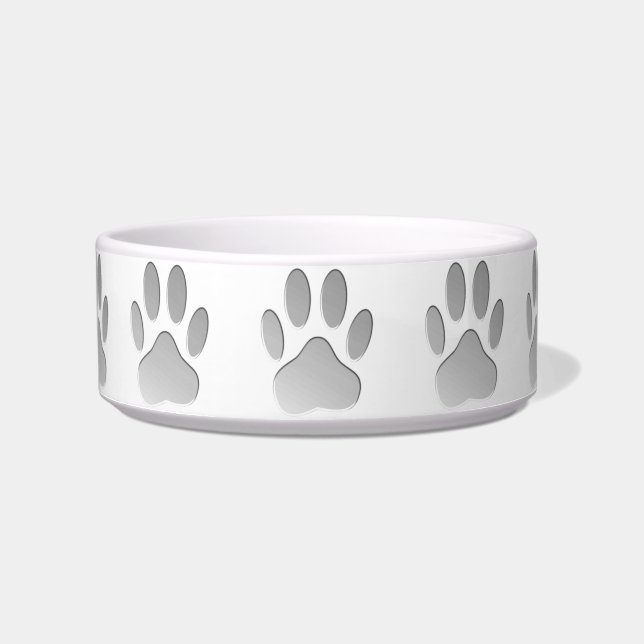 Écuelle Empreinte de patte de chien à l'air métallique (Devant)