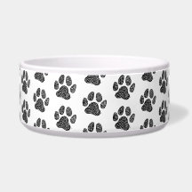 Empreinte de patte de chien noir et blanc Linocut