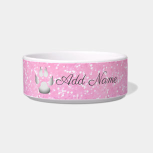 Écuelle Empreinte de patte rose de parties scintillantes