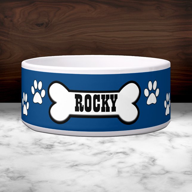Écuelle Empreintes de pattes Bleu Personnalisé Pet Bowl (Créateur téléchargé)