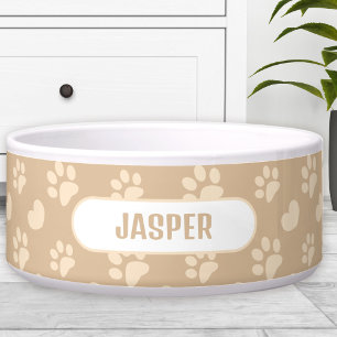 Écuelle Empreintes de pattes Coeur Motif Beige Nom animal 