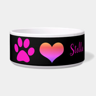 Écuelle Empreintes de pattes Mignons Coeur Monogrammes Nom