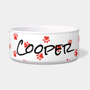 Écuelle Empreintes de pattes Rouge NOM DE L'ANIMAL Chien C