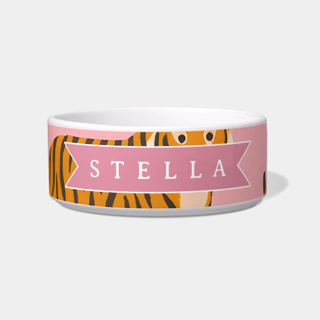 Écuelle esthétique personnalisée rose chic tigre edge fun (Devant)