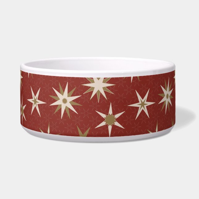 Écuelle Etoiles de Noël Gold Geo - sur motif rouge. (Devant)