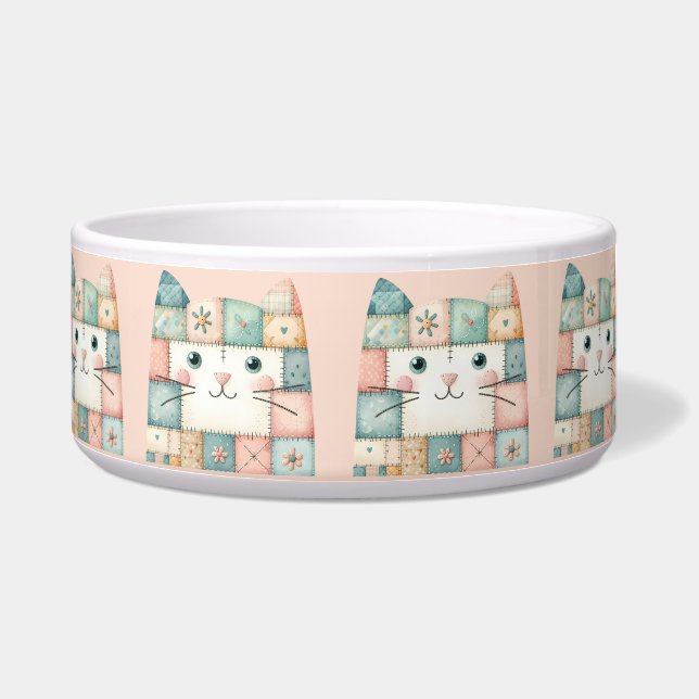 Écuelle Fausse Maisonnette Patchwork Pastel Chat (Gauche)