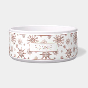 Écuelle Faux Rose Gold Color Look Snowflakes & Nom