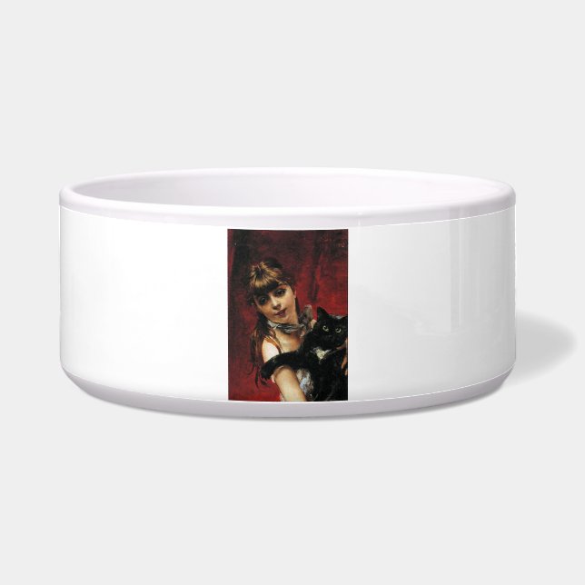 Écuelle Fille avec un chat noir dans ses bras (Devant)