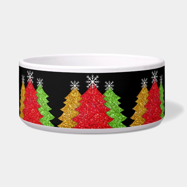 Écuelle Flacon de neige de l'arbre de Noël rouge étincelan (Devant)