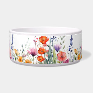 Écuelle Fleurs Sauvages Aquarelle Vibrantes Chien Floral