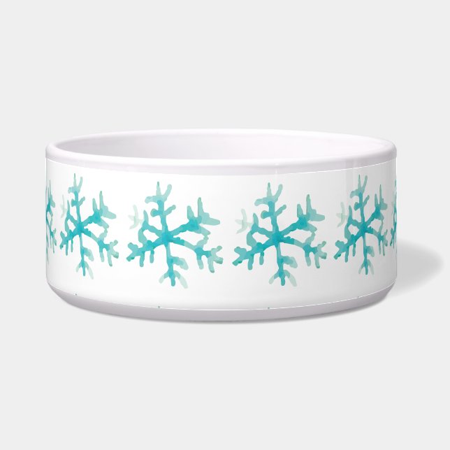 Écuelle Flocon de neige aquarelle bleu hiver  (Devant)