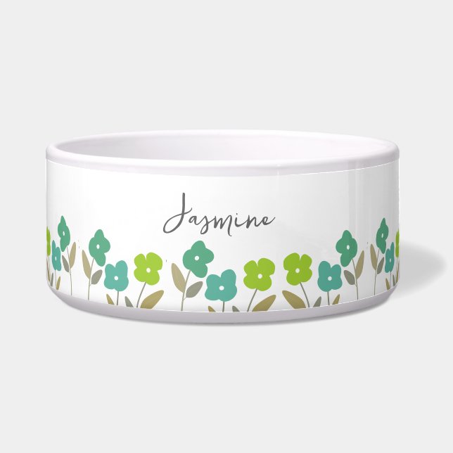 Écuelle Floral Printemps Vert Moderne Fleurit Nom personna (Devant)