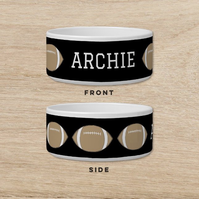 Écuelle Football Black Gold chien chat animal (Créateur téléchargé)
