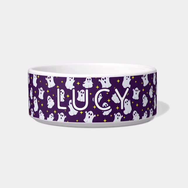 Écuelle Funny Ghosts Pattern Purple Halloween Feeding Dog (Devant)