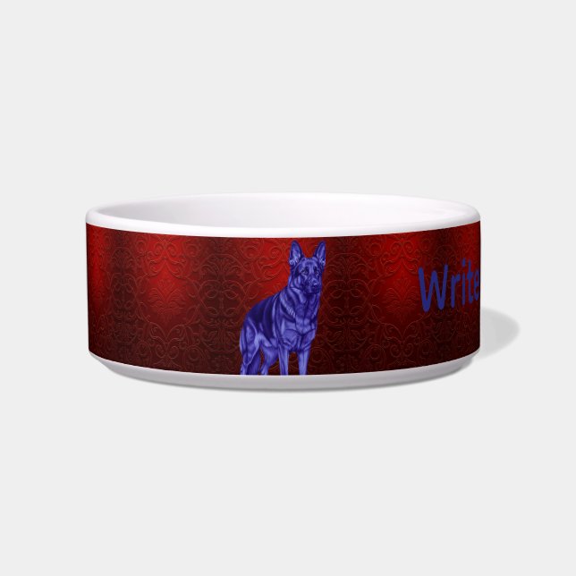 Écuelle German Shepherd Red Damask Luxury Pet Bowl (Devant)