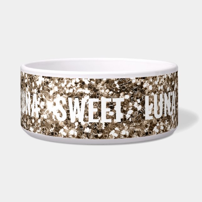 Écuelle Girl Spark Glittery Sweet Luna Nom du chien Animal (Gauche)