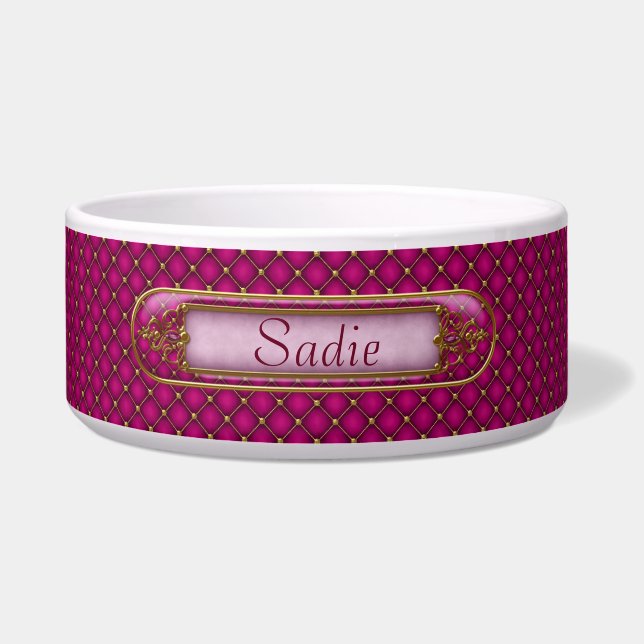 Écuelle Glam Orchid Pink et Gold Custom Pet Bowl (Devant)