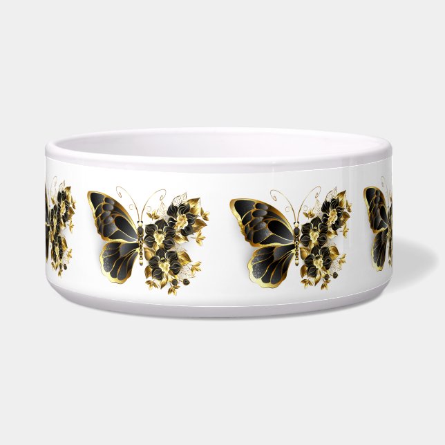 Écuelle Gold flower Butterfly with Black Orchid (Devant)