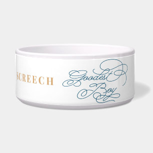 Écuelle Goodest Boy Funny Classy Elegant Blanc Bleu Chien