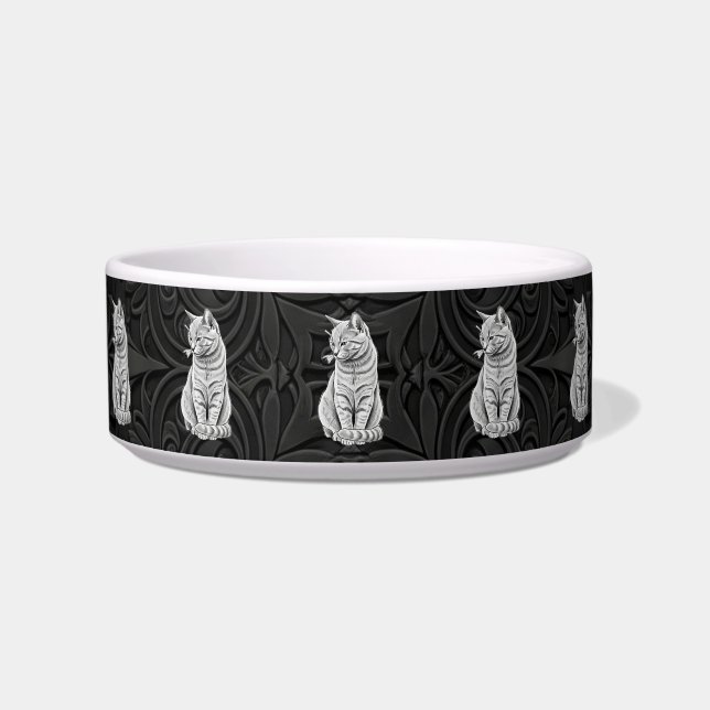 Écuelle Gothic Black 3D Geometric Cat Ceramic Pet Bowl (Devant)