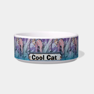 Écuelle Graffiti de chat cool bleu violet