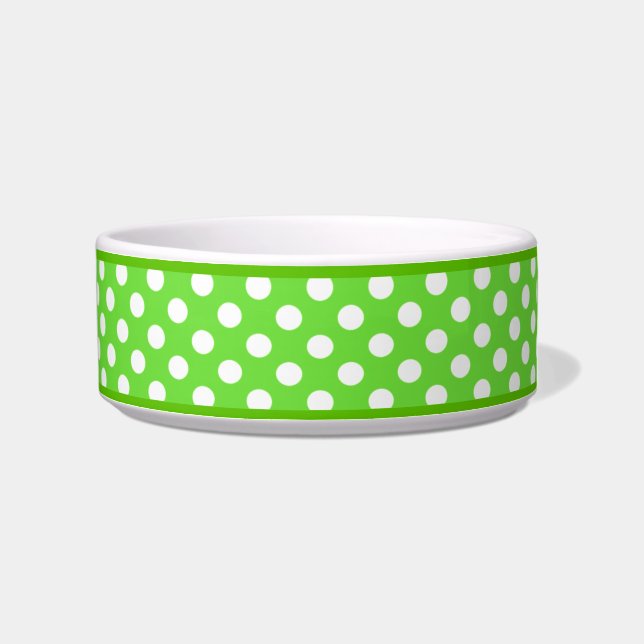 Écuelle Green Polka Dot Motif Petit bol de chien en cérami (Droite)