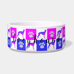Écuelle Greyhound Dog & Paw Hot Pink & Blue Pet Pet Pet Pe