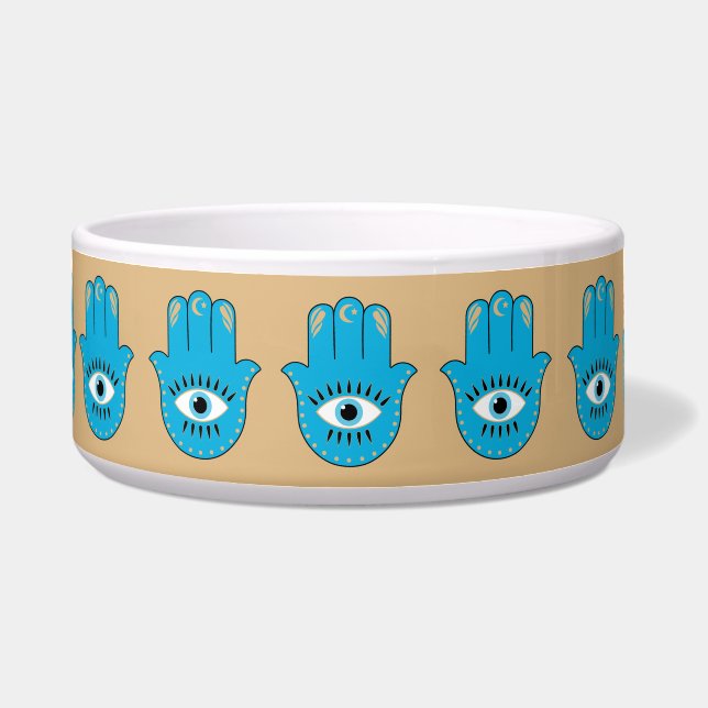 Écuelle Hamsa main Grec mal Oeil bleu (Devant)