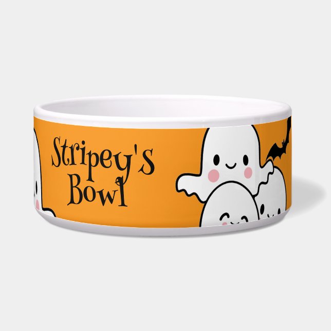 Écuelle Happy Halloween Personnaliser PET NAME Ghosts Bat (Droite)