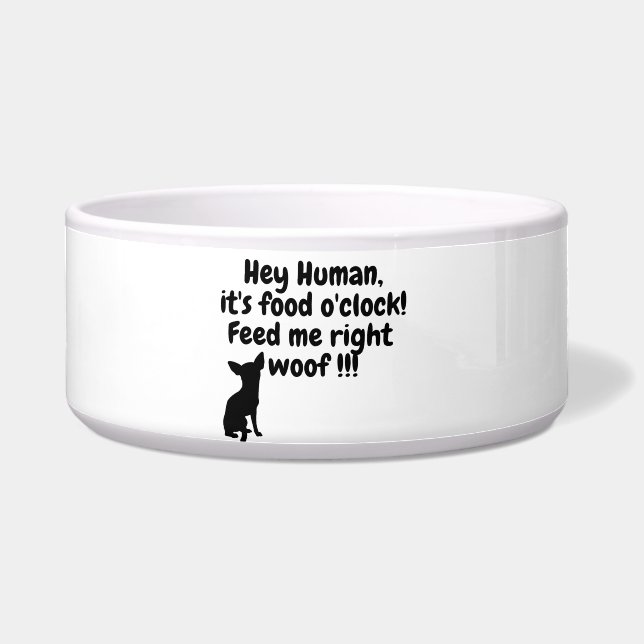 Écuelle Hé, Hooman ! C'est à midi ! Bowl à chien amusant (Devant)