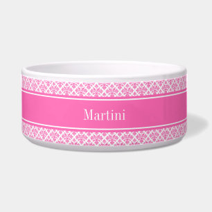 Écuelle Hot Pink 2 Wht Damask #3 Hot Pink Nom Monogram
