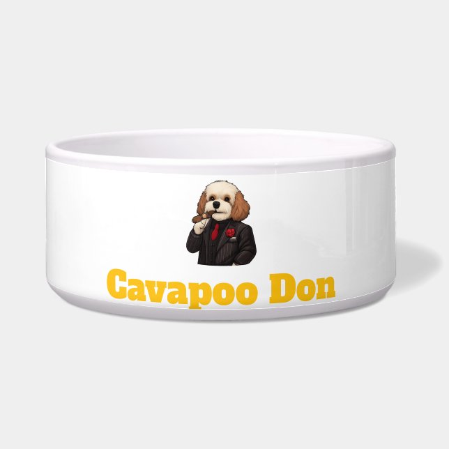 Écuelle Illustration de Cavapoo Don – Gentleman chien mafi (Devant)