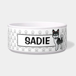 Écuelle Illustration de chien Alaskan Klee Kai noir et bla