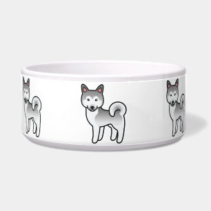 Écuelle Illustration de chien Malamute d'Alaska gris et bl