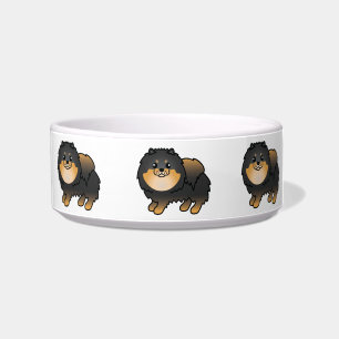 Écuelle Illustration de chien Poméranie noir et feu