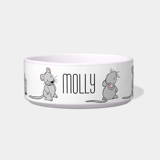 Écuelle Illustrations de souris gris mou personnalisées (Devant)