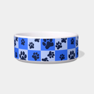 Écuelle Impression de patte de chien bleu à carreaux