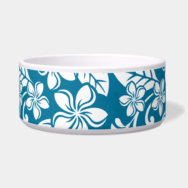 Écuelle ISLAND PLUMERIA (CARAÏBES BLEU) Céramique Pet Bowl (Devant)