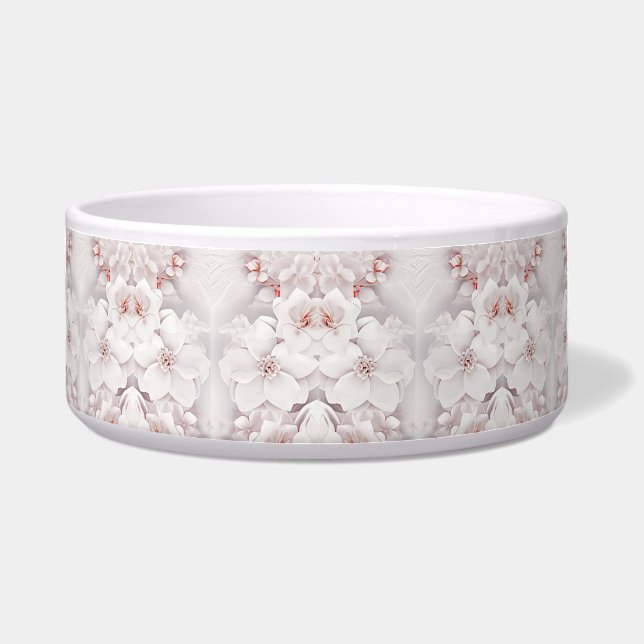 Écuelle Ivory Blush rose Floral céramique Bowl pour animau (Devant)