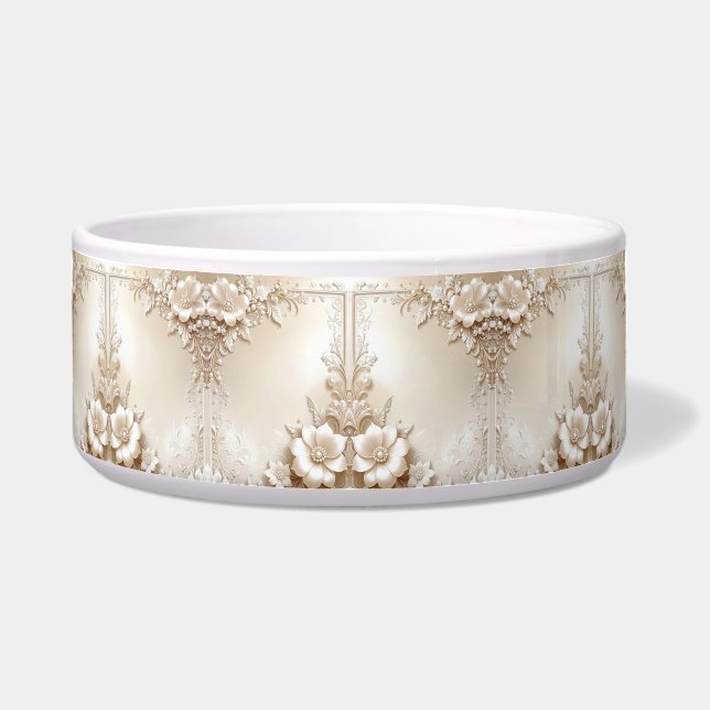 Écuelle Ivory Flowers Ceramic Pet Bowl (Devant)